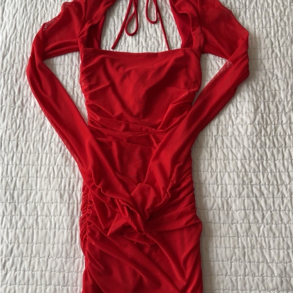 Lucy in the Sky Vibrant Red Long Sleeve Dress